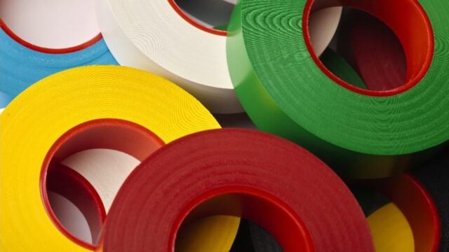 Adhesive tape rolls in different colours