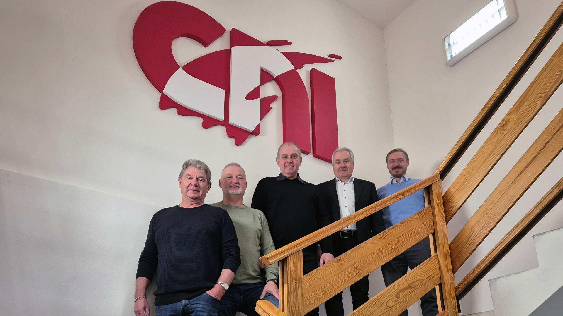 Jan Krigl, Robert Maršíček and Jiří Novák of CNI, with Bernd Prattl of GEW D-A-CH, and Adam Balloš, CEO of CNI.