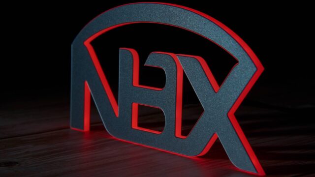 Illuminated NBHX emblem prototype designed and manufactured utilising the IMSE (In-Mould Structural Electronics) technology developed by TactoTek
