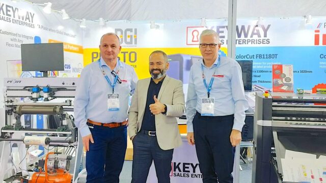 Vetaphone’s Holger Selenka and Kim Bredgaard flank Bhupesh Tilwani of Keyway Sales Enterprises, which now represents the Danish manufacturer in India.