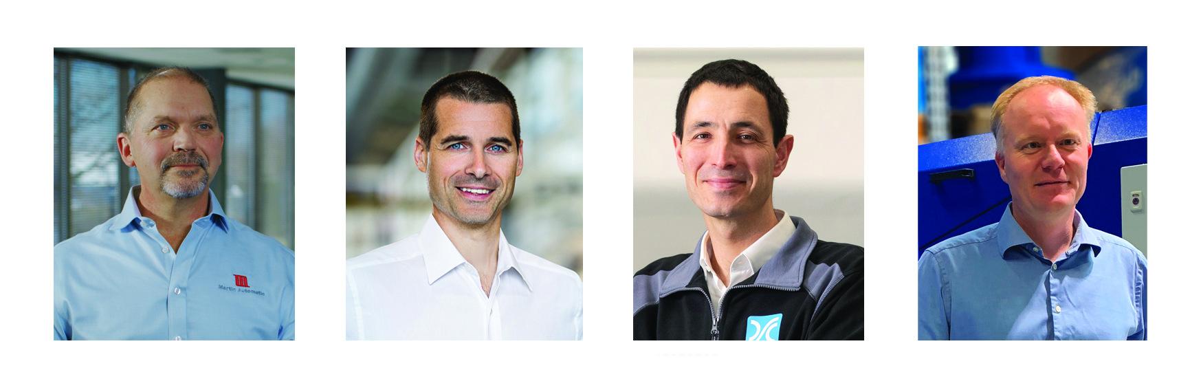 (left to right) Gavin Rittmeyer, VP Sales & Marketing, Martin Automatic; Maxime Bayzelon, President, ETI Converting; Iñaki Larrea, CEO LemuGroup; and Karsten Kejlhof, CCO, Lundberg Tech