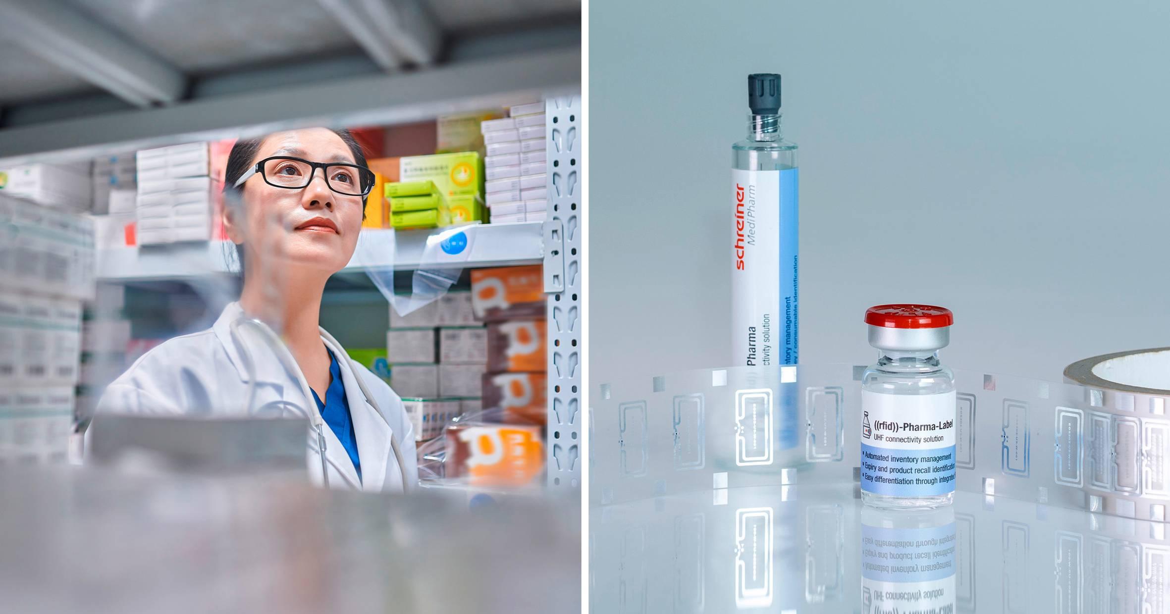 The RFID-Labels from Schreiner MediPharm ensure reliable marking and tracking for a variety of medicine containers.