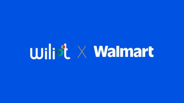 Company logos of Wiliot and Walmart