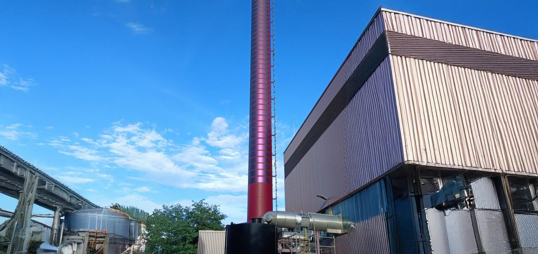 Solar modules on a chimney