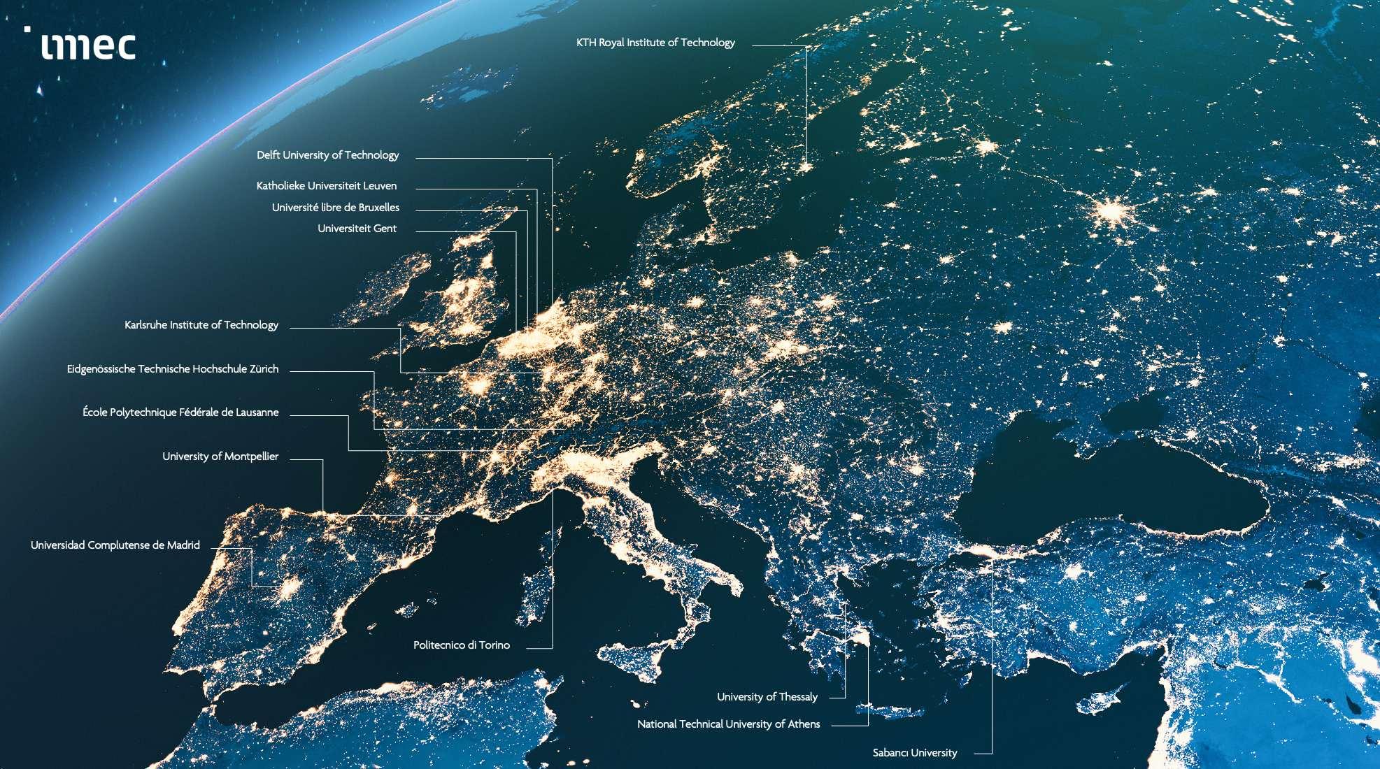 A map of Europe with participating locations